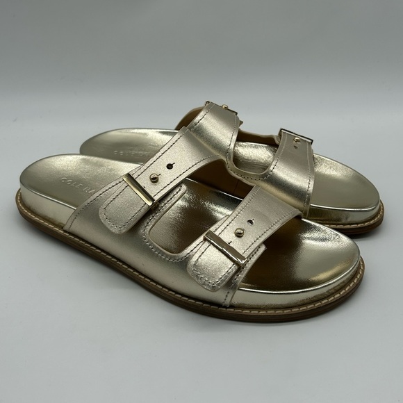 Cole Haan Soft Gold Buckle Slide Sandals Women’s Size 9B NWT - Picture 3 of 9